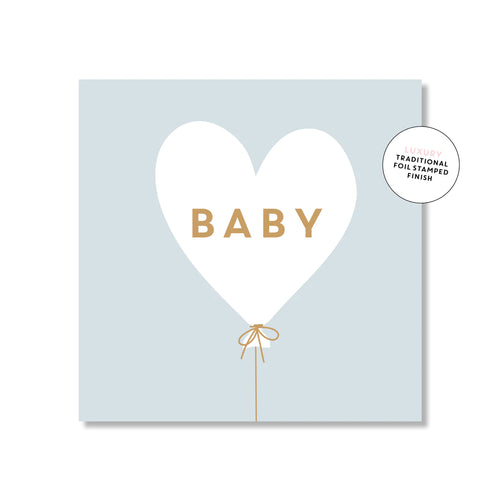 Baby Heart Balloon - Blue Mini Card