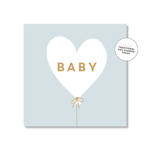 Baby Heart Balloon - Blue Mini Card
