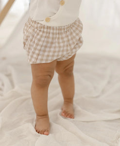 Sand Gingham Nappy Cover