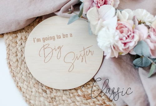 Single “I’m going to be a big sister” announcement disk.